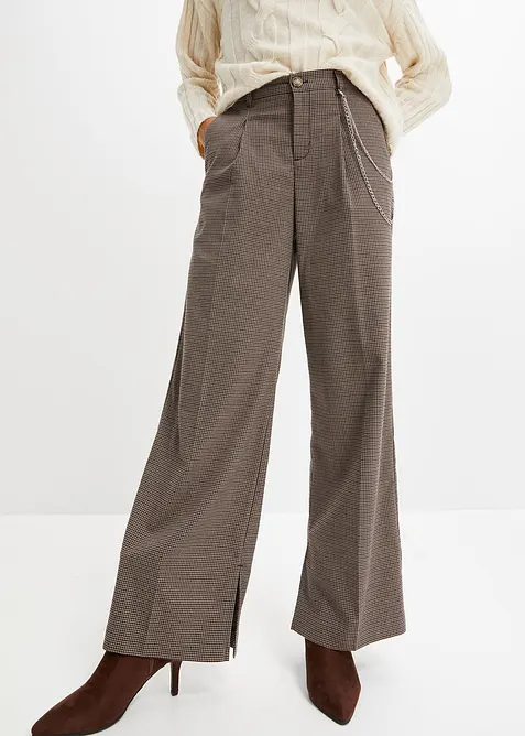 Pantaloni con pinces a quadri e catenina staccabile, bonprix