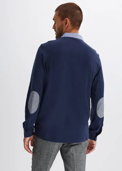 Polo a maniche lunghe in piquet di puro cotone, bonprix