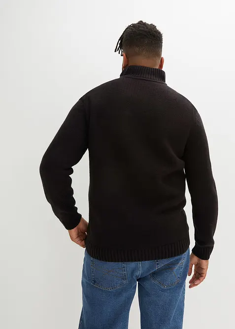 Maglione in lavorazione a trecce con collo e zip, bonprix