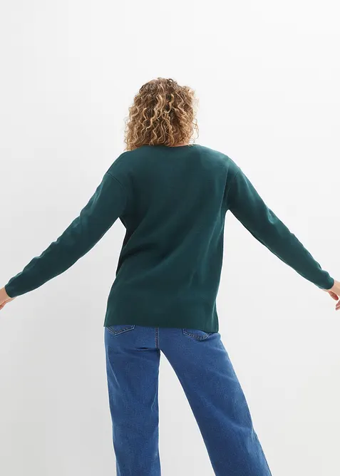 Maglione a coste Milano con scollo a V, bonprix