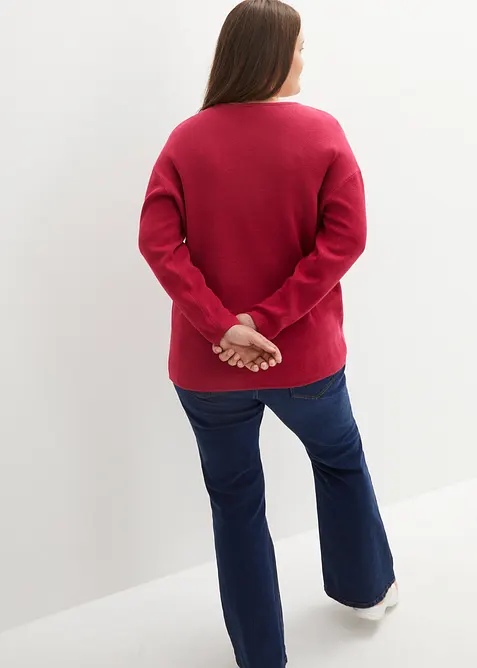 Maglione a coste Milano con scollo rotondo, bonprix