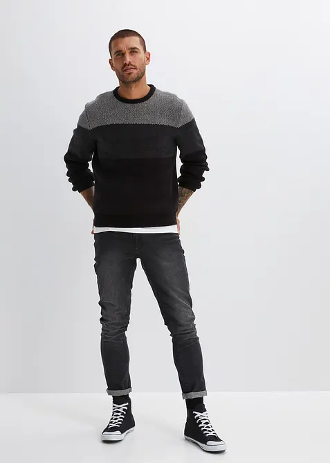 Maglione a girocollo in color block, bonprix