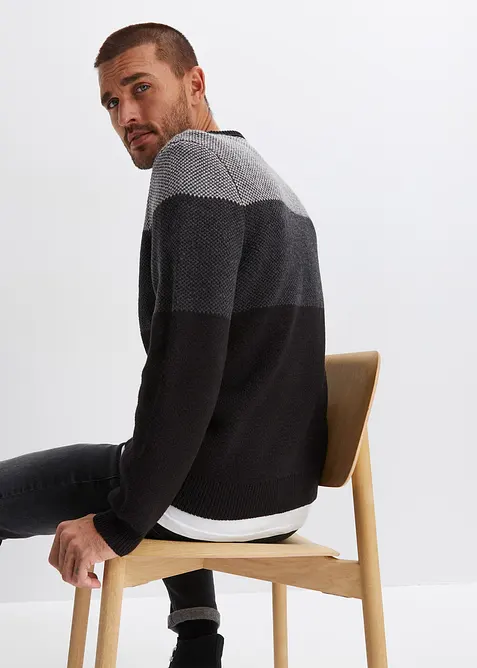 Maglione a girocollo in color block, bonprix