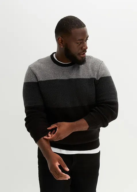 Maglione a girocollo in color block, bonprix