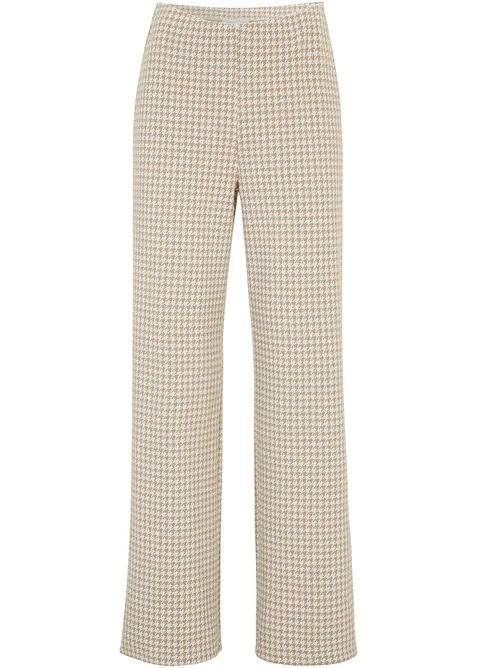 Pantaloni elasticizzati pied-de-poule, wide leg, bonprix