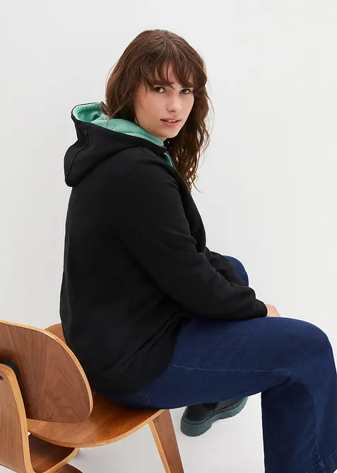 Felpa con cappuccio in puro cotone biologico, bonprix