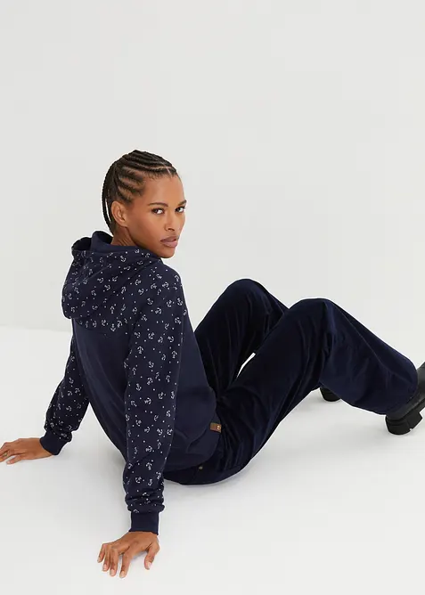 Felpa con cappuccio e cerniera in puro cotone, bonprix