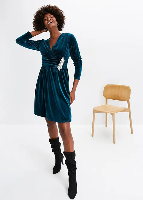 Abito di jersey in velluto lucido, bonprix