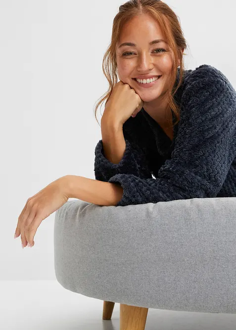 Tuta da casa in pile strutturato con applicazione, bonprix