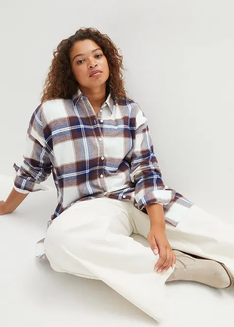 Camicia lunga in flanella di puro cotone, bonprix