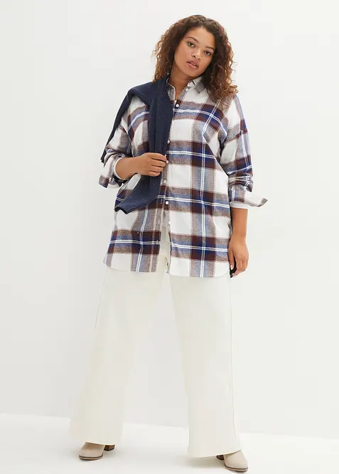 Camicia lunga in flanella di puro cotone, bonprix