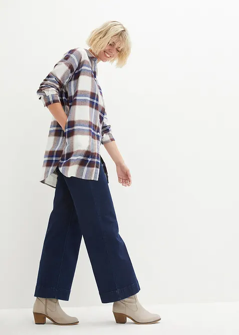 Camicia lunga in flanella di puro cotone, bonprix