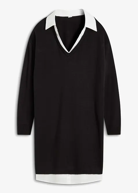 Abito in maglia con inserto di camicia, bonprix