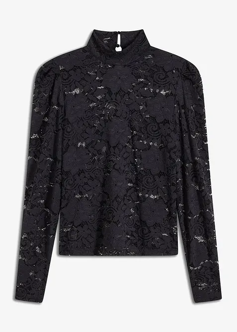 Maglia aderente in pizzo a maniche lunghe, bonprix