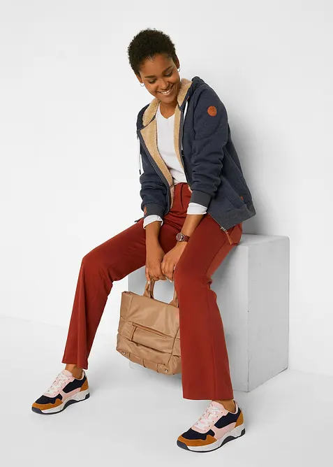 Felpa con zip e fodera teddy, bonprix