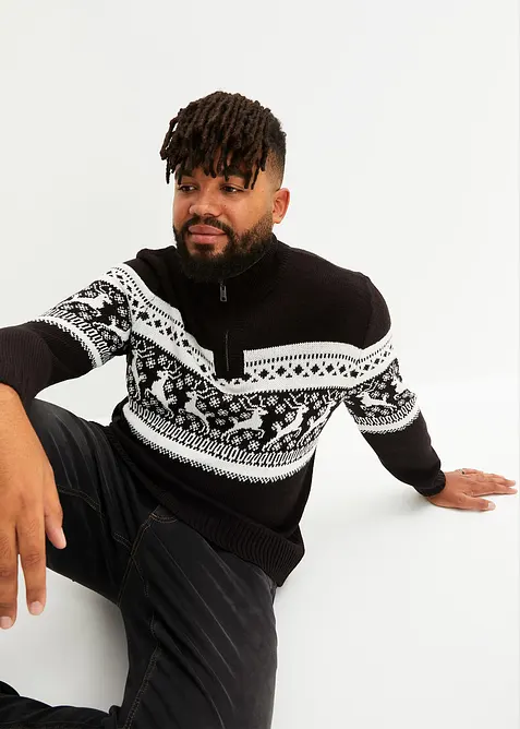 Maglione norvegese con mezza zip, bonprix