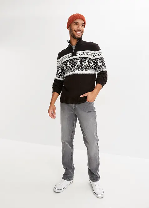 Maglione norvegese con mezza zip, bonprix