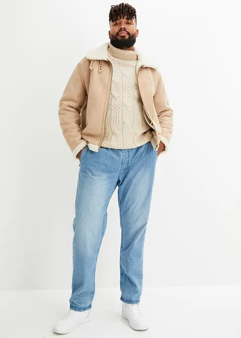 Jeans termici con elastico in vita e fodera in flanella regular fit, straight, bonprix