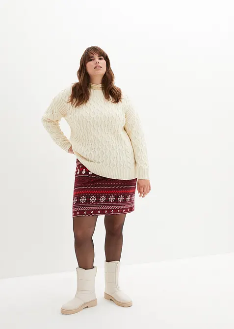 Minigonna con motivo norvegese in misto cotone ed elastan, bonprix