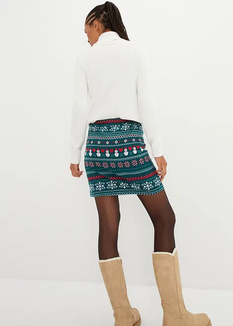 Minigonna con motivo norvegese in misto cotone ed elastan, bonprix