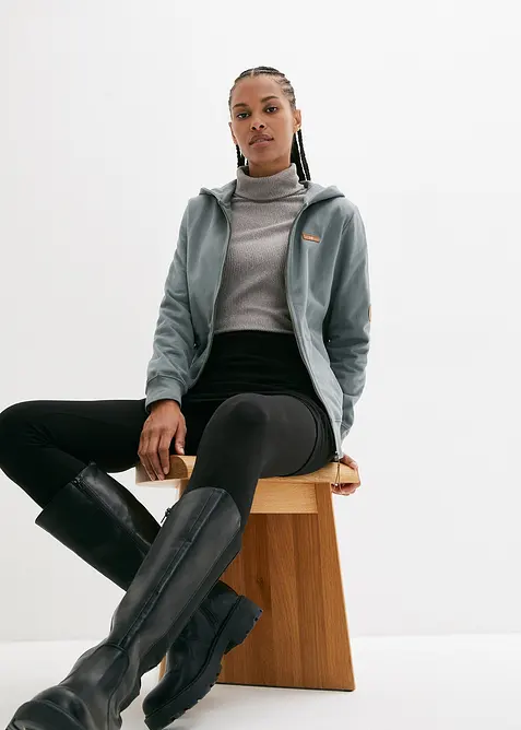 Felpa con zip e cappuccio in puro cotone, bonprix