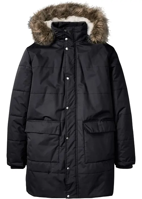 Parka invernale con fodera teddy e cappuccio staccabile, bonprix