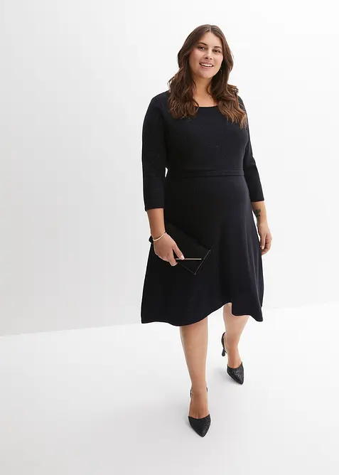 Abito in maglia prémaman / da allattamento 2 in 1 con filato scintillante, bonprix