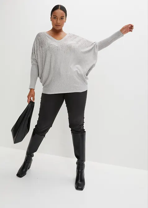 Maglione in filato fine con strass, bonprix