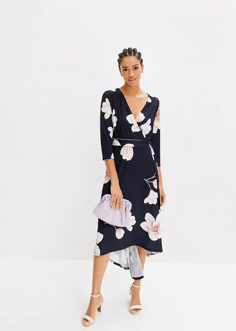 Abito asimmetrico di jersey con cintura da annodare, bonprix