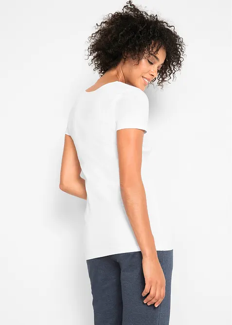 T-shirt lunga con scritta (pacco da 2), bonprix