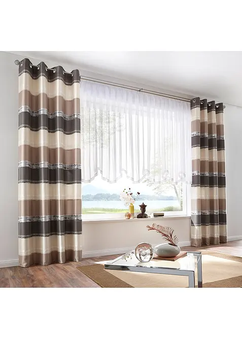 Tendina corta con fascia di satin e poliestere riciclato, bonprix