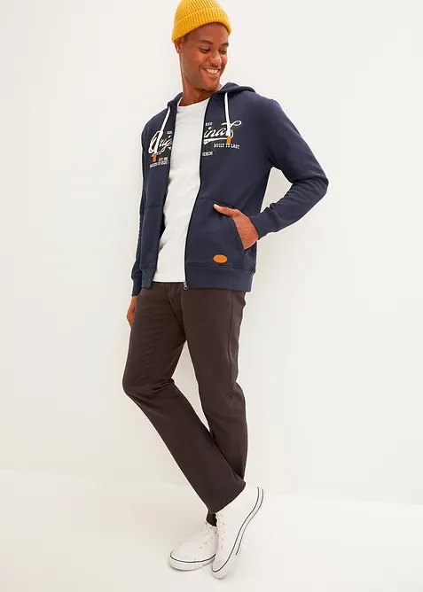 Felpa con zip, cappuccio e interno garzato morbido, bonprix