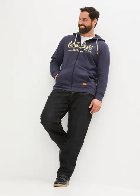 Felpa con zip, cappuccio e interno garzato morbido, bonprix