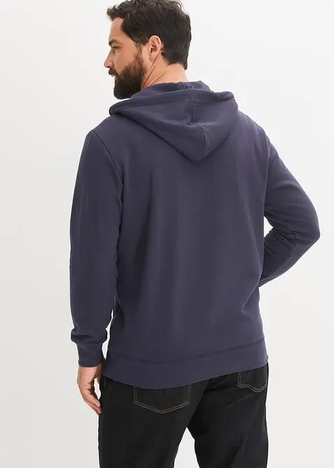 Felpa con zip, cappuccio e interno garzato morbido, bonprix