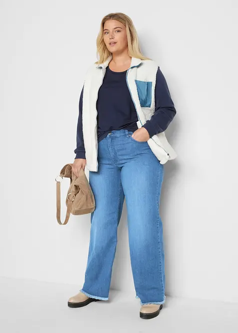 Jeans wide leg, a vita alta, bonprix