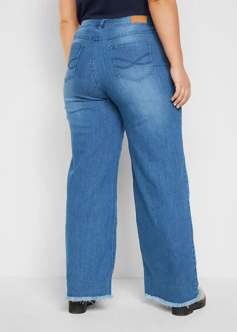 Jeans wide leg, a vita alta, bonprix