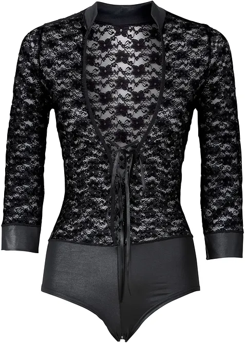 Body ouvert in pizzo a manica lunga, bonprix