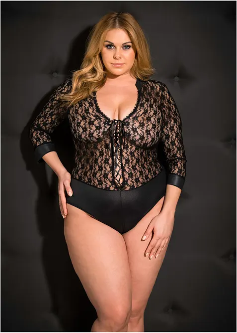 Body ouvert in pizzo a manica lunga, bonprix