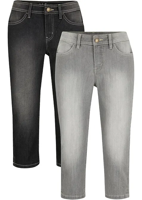 Jeans capri elasticizzati comfort (pacco da 2), bonprix