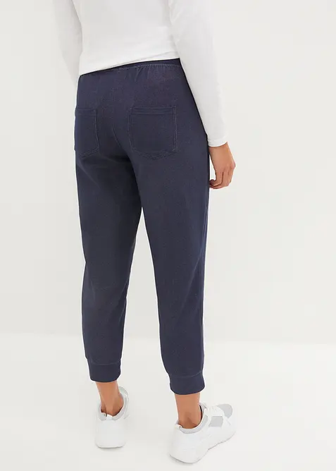 Pantaloni tuta cropped con effetto jeans, bonprix