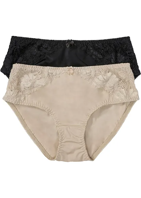 Slip alto con pizzo (pacco da 2), bonprix
