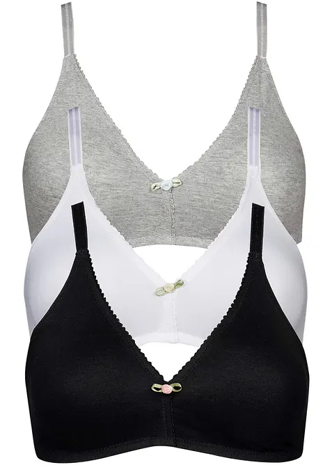 Reggiseno senza ferretto con cotone biologico (pacco da 3), bonprix