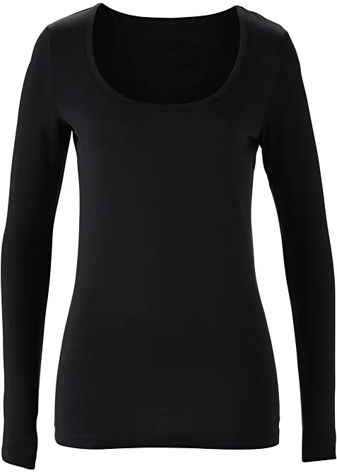 Maglia elasticizzata aderente a maniche  lunghe, bonprix