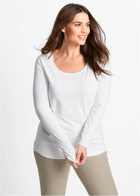 Maglia elasticizzata aderente a maniche  lunghe, bonprix