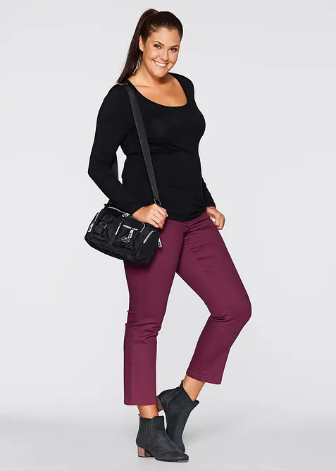 Maglia elasticizzata aderente a maniche  lunghe, bonprix