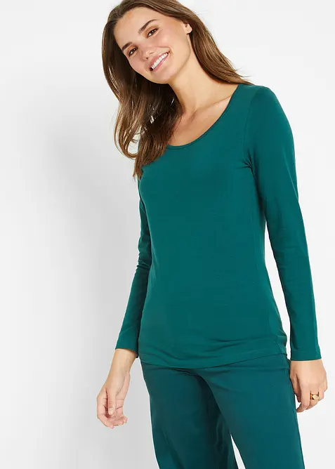 Maglia elasticizzata aderente a maniche  lunghe, bonprix