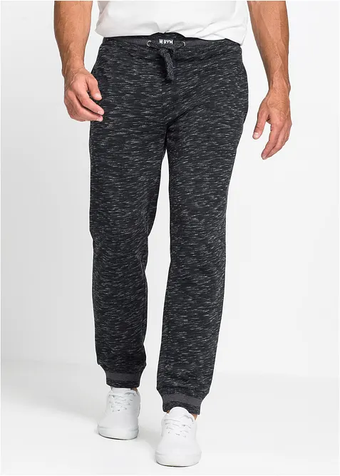 Pantaloni da jogging melange con bordi a costine, bonprix