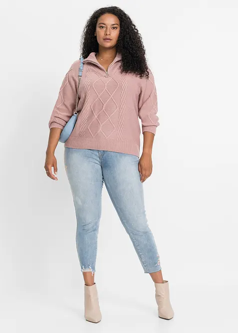 Jeans skinny cropped, vita media, bonprix