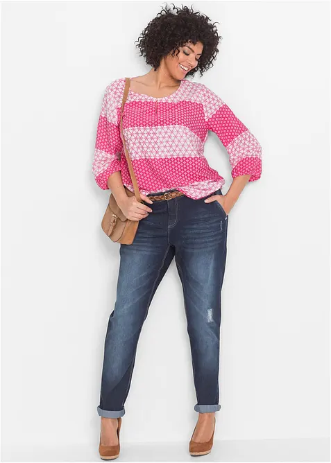 Jeans boyfriend elasticizzati e confortevoli, vita media, bonprix