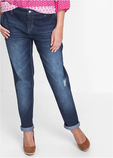 Jeans boyfriend elasticizzati e confortevoli, vita media, bonprix